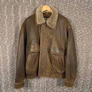 Vintage Johnston & Murphy Lamb Leather Double Collar Bomber Jacket Men's L